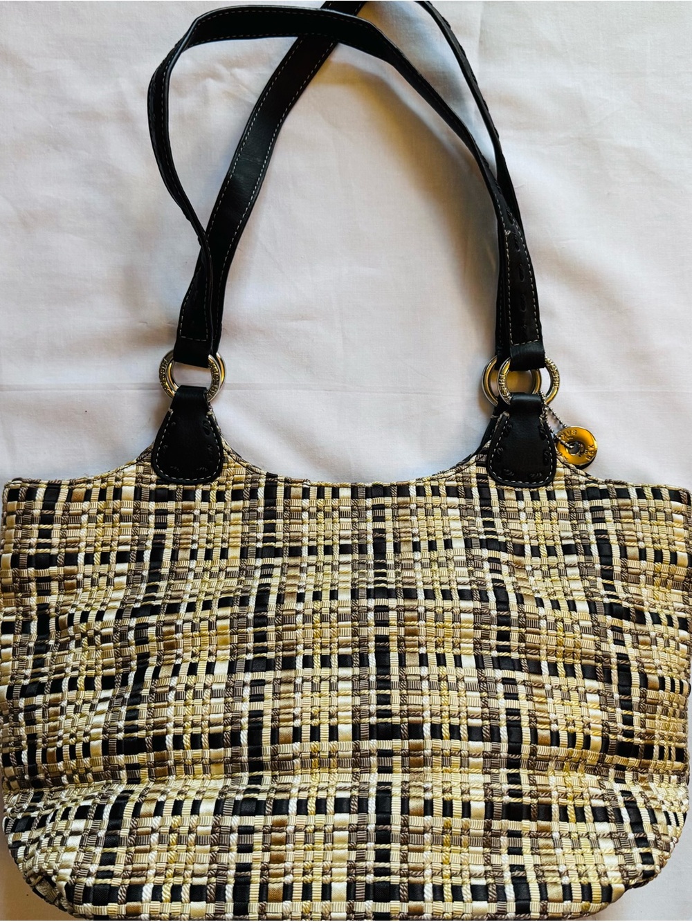 The Sak Woven Black and Cream Tote Bag
